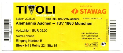 Ticket alemannia aachen - 3.,