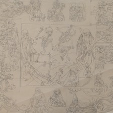 Motivsammlung Weltchronik Schedel Bleistift Nachzeichnung Kopie unsign um 1860