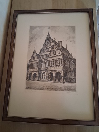 Original radierung rathaus - ",