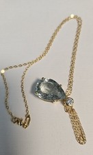 Damen Anhänger mit Kette Brillant Diamant,Aquamarin,Echtes 750 Gelbgold 18KT,Neu