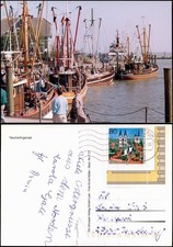 Ansichtskarte Neuharlingersiel Hafen, Fischerboote 1994  gel. Eckrandstück