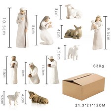 Krippenfiguren Set 10 Figuren Weihnachten Krippe Maria Josef Jesus Schaf