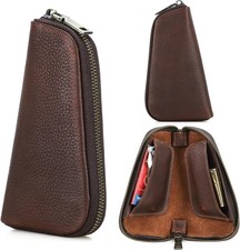 Contacts Vollnarbenleder Reise Pfeifenetui, Pfeifenaufbewahrung kleines Etui O