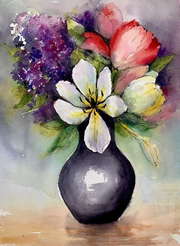 Original aquarell bild blumen - aquarell,