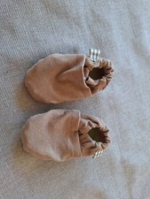 Krabbelpuschen, Krabbelschuhe, Babyschuhe, taupe, Cord mit Ledersohle Gr. 18