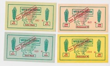 4 Banknoten 2 bis 1000 Mark