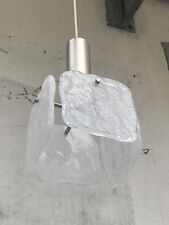 Große Kalmar Franken Hängelampe Ice Glass Schaumglas Scheiben 60s