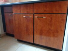 @ Hochglanz-Einbauküchen-Unterschränke, Wurzelholz-Dekor @ sehr gepflegt