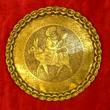 Orientalischer Messing Wandteller Ø27 cm Handarbeit Mann auf Esel Gravur Deko