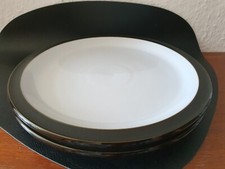 2 Denby Jet Black Teller groß Schwarz Weiß England Speiseteller Menüteller