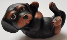 Keramik Figur Rottweiler Welpe Auf dem Rücken liegend 1970er Vintage