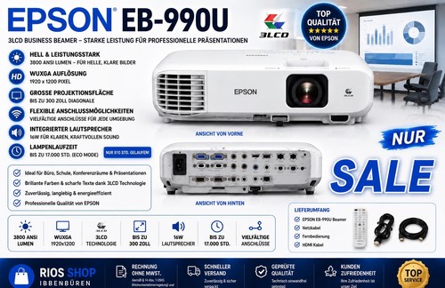 Epson 990u 3lcd 3800 lumen - epson, eb-990u