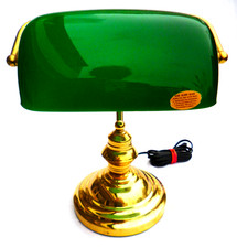 Bankerleuchte Tischlampe Schreibtischleuchte 220 V schwenkbar Messing Grün