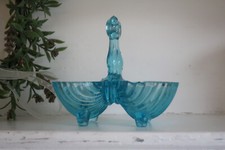 antike Menage in türkisblau - Salz u. Pfefferschälchen, Saliere, Pressglas, alt