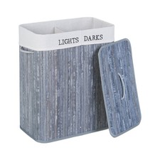 Wäschekorb Wäschesammler Wäschebox Wäschetruhe Wäschetonne mit Deckel 2 Fächer