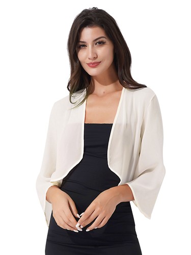 Damen bolero sheer chiffon - sheer, 3/4