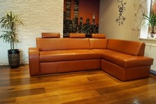 Cognac echtleder ecksofa echt - cognac,