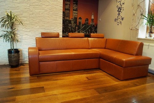 Cognac echtleder ecksofa echt - ecksofa,