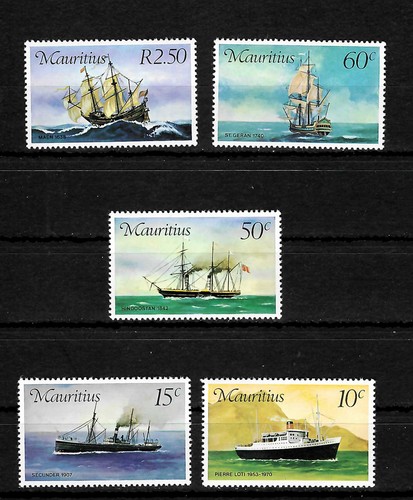 Mauritius postschiffe 5x - mauritius:, postschiffe,