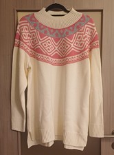 Norweger Pullover Damen Gr. 54/56, Strick, weiß, rosa