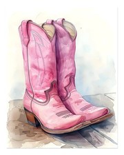 Rosa Cowboy-Stiefel Wandkunst