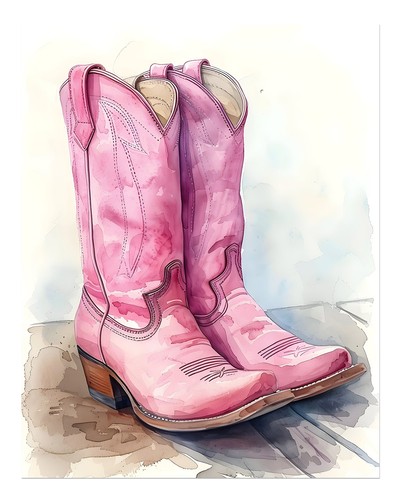 Rosa cowboy stiefel wandkunst - rosa, cowboy-stiefel