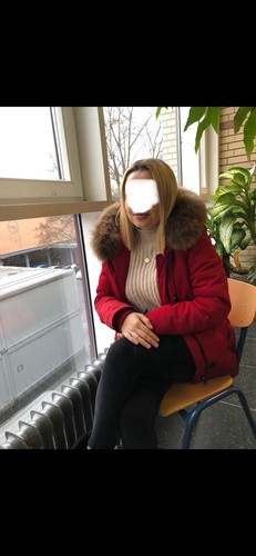 Damen winterparka rot mit - damen, fell