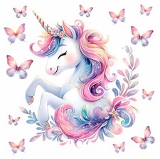 248 Wandtattoo Einhorn mit Schmetterlingen in 4 vers. Größen