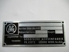 Bpw typenschild schild - bpw,