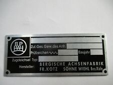 BPW Typenschild Schild