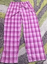 ღ Tolle Damen Schlafanzug Pyjama Hose pink rosa weiß Glitzerfaden Gr. M NEU ღ