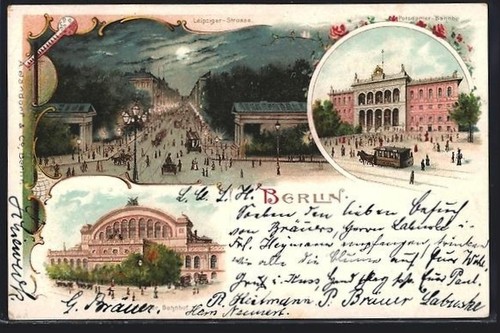Lithographie berlin anhalter - berlin,,