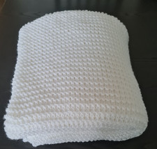Schöne  Sofadecke weiß Kuscheldecke von Handgestrickt , Wohndecke, 155x125