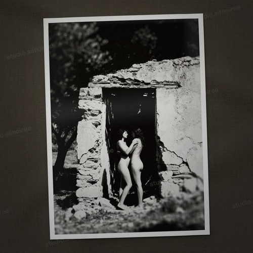 Vintage fotoabzug zwei - sw,