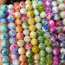 Rund Bunt Jade 6mm 8mm 10mm 12mm Natürliche Stein Lose Perlen Für Armband