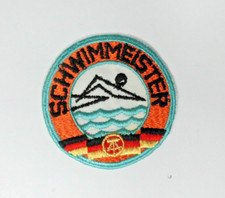 DDR Aufnäher Qualifikationsabzeichen SCHWIMMEISTER DRK Stoff  gestickt rund alt