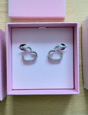 Swarovski Matrix Kreolen Ohrringe Herzform Silber Original Heart Herz