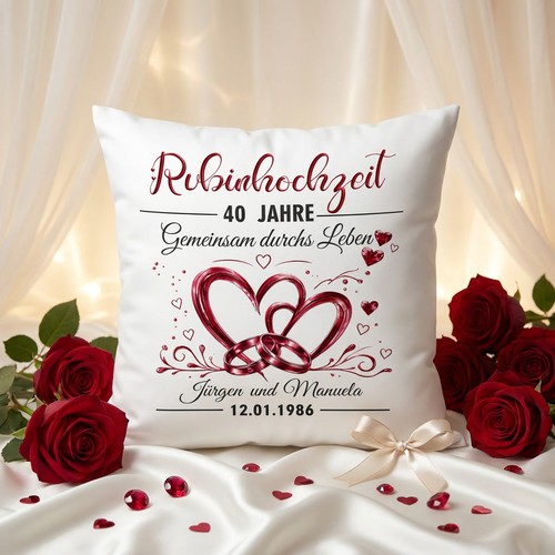 Geschenk rubinhochzeit kissen - geschenk,