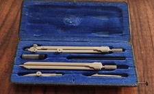 Lotter Zirkel Set Etui vollständig Vintage