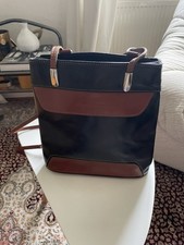 Italian Leather Backpack In Black & Brown With Silver Hardware