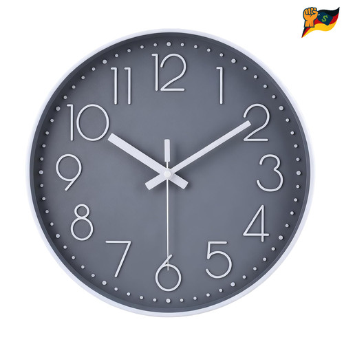 Funkwanduhr 30cm grau lautlos - grau,