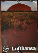 Lufthansa Vintage Travel Poster " Ayers Rock " , 84x59cm