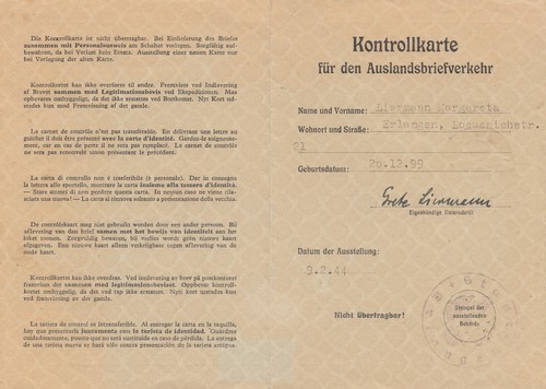 Deutsches reich kontrollkarte - reich,