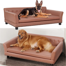 Hundesofa XXL für Große Hunde Hundecouch Leder mit orthopädisches Hundekissen 