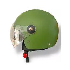 Demi Jet Helm Militärgrün mit Visier Hubschrauber zugelassen für Motorrad Roller