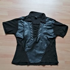 Bat Attack T-Shirt mit Kunstleder Einsatz schwarz Größe S