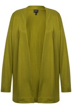 Ulla Popken große Größen Jacke 54+ avocado grün Slinkyjacke offene Form Langarm