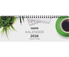 Schreibtisch Querkalender 2026 56 Blatt 1 Woche Doppelseite Ferien Telefon Notiz