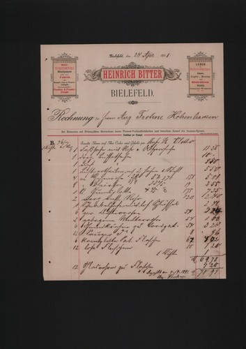 Bielefeld rechnung 1891 - bielefeld,,