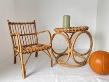 Bambus rattan hocker 50er 60er